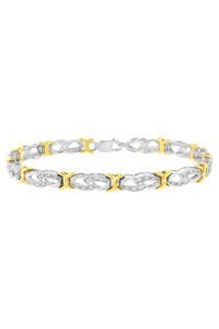 Plated Sterling Silver 1/4 cttw Diamond Infinity and X Link Bracelet